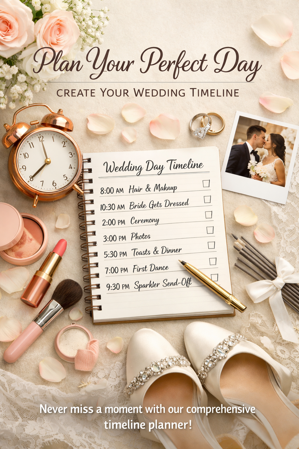  Wedding couple planning their timeline together