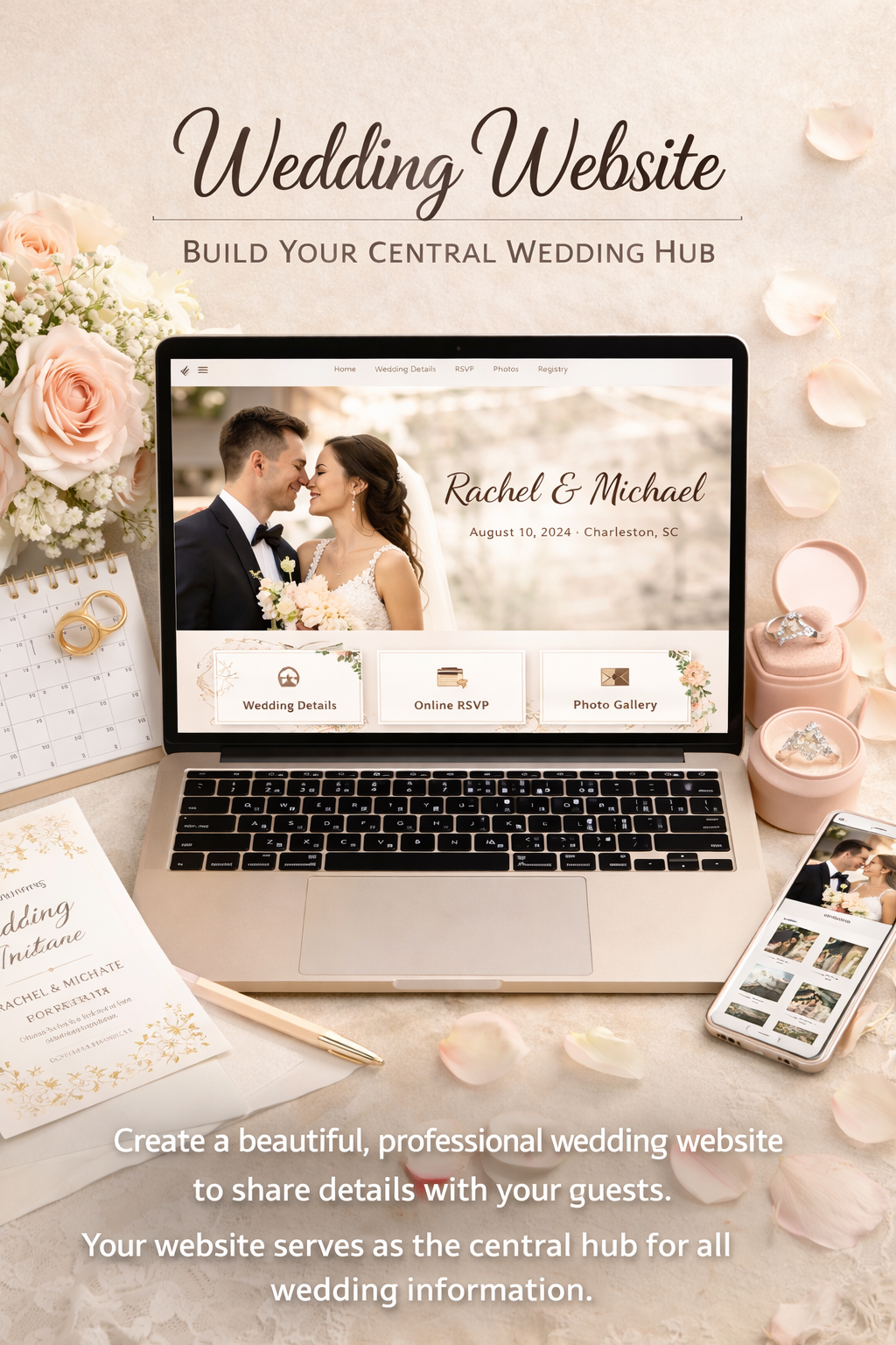 Bride and groom planning wedding details